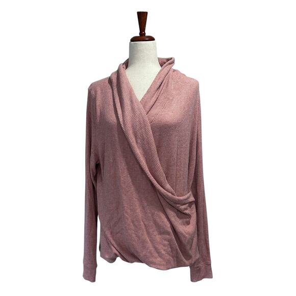 Lands End XL Sweater Women's Dusty Rose Sweater Cross Front Longsleeve‎ (15) - Picture 1 of 10
